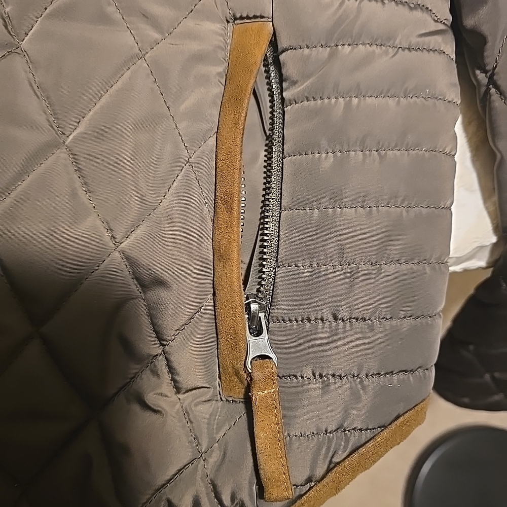 Zara Basic Quilted Olive Brown Jacket - image 4